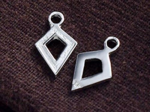 2 of 925 Sterling Silver Textured Diamond shaped Charms 8x11 mm.