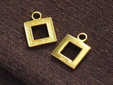 925 Sterling Silver 24k Gold Vermeil Style Square Charms 9mm.