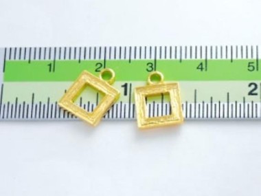 925 Sterling Silver 24k Gold Vermeil Style Square Charms 9mm.