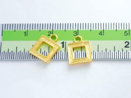 2 of 925 Sterling Silver 24k Gold Vermeil Style Square Charms 9mm.