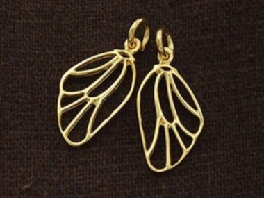 925 Sterling Silver Gold Vermeil Style Dragonfly Wing Charms 10x16 mm.