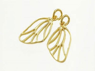 925 Sterling Silver Gold Vermeil Style Dragonfly Wing Charms 10x16 mm.