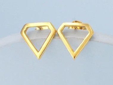 925 Sterling Silver 24k Gold Vermeil Style Diamond Stud Earrings Post Findings.