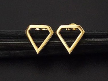 925 Sterling Silver 24k Gold Vermeil Style Diamond Stud Earrings Post Findings.