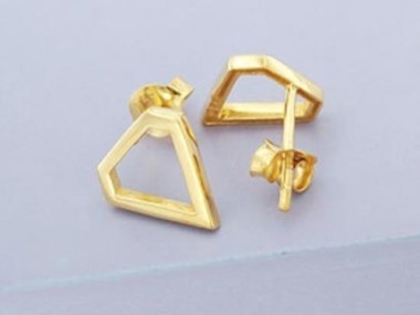 925 Sterling Silver 24k Gold Vermeil Style Diamond Stud Earrings Post Findings.