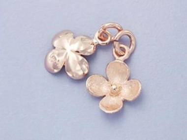 925 Sterling Silver Rose Gold Vermeil Style Flower Charms 10.5 mm.