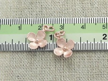 925 Sterling Silver Rose Gold Vermeil Style Flower Charms 10.5 mm.