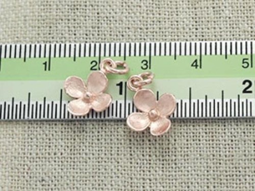 2 of 925 Sterling Silver Rose Gold Vermeil Style Flower Charms 10.5 mm.