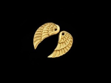 925 Sterling Silver 24k Vermeil Style Angel Wing Charms 8x20 mm.