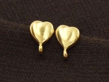 925 Sterling Silver Gold Vermeil Style Heart Earrings Post Findings.