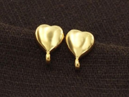 1 Pair of 925 Sterling Silver Gold Vermeil Style Heart Earrings Post Findings. 8.5mm