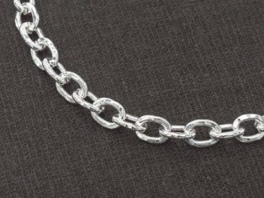 Karen Hill Tribe Silver Hammered Oval Opened Link Chain 6.5x9.5mm.