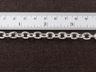 Karen Hill Tribe Silver Hammered Oval Opened Link Chain 6.5x9.5mm.