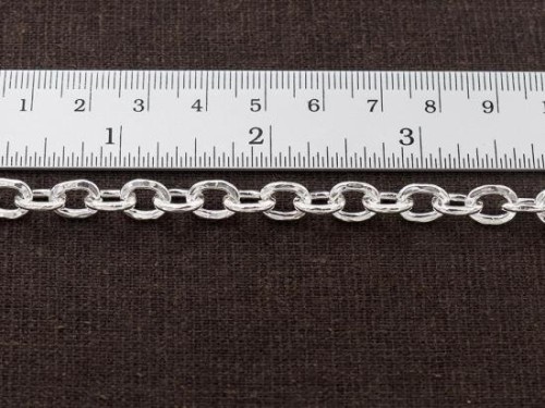 7 inches of Karen Hill Tribe Silver Hammered Oval Opened Link Chain 6.5x9.5mm.