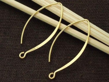 925 Sterling Silver Gold Vermeil Style Earwires 12x28 mm.