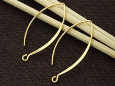 925 Sterling Silver Gold Vermeil Style Earwires 12x28 mm.