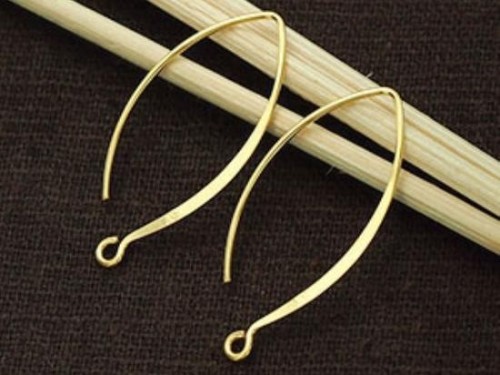 2 pairs of 925 Sterling Silver Gold Vermeil Style Earwires 12x28 mm.