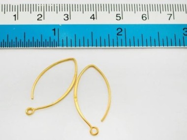 925 Sterling Silver Gold Vermeil Style Earwires 12x28 mm.