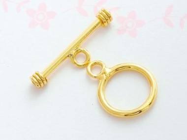 925 Sterling Silver Gold Vermeil Style Toggles 9 mm.