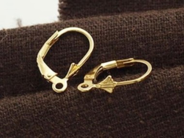 925 Sterling Silver Gold Vermeil Style Lever Back Earwires 9x15 mm.