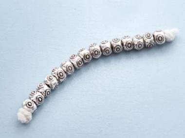 Karen Hill Tribe Silver Eye Imprint Beads 5x3.5 mm.