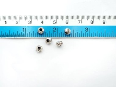 Karen Hill Tribe Silver Eye Imprint Beads 5x3.5 mm.