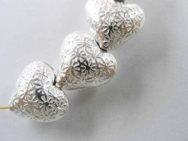 Karen Hill Tribe Silver Imprint Heart Bead 12 mm.