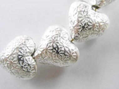 Karen Hill Tribe Silver Imprint Heart Bead 12 mm.