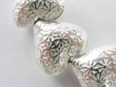 Karen Hill Tribe Silver Imprint Heart Bead 12 mm.