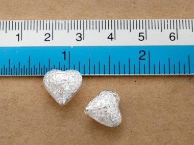 Karen Hill Tribe Silver Imprint Heart Bead 12 mm.