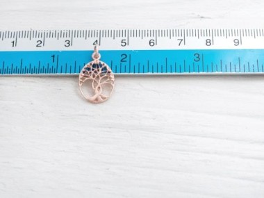 925 Sterling Silver Rose Gold Vermeil Style Tree of Life Pendants 13x16 mm.