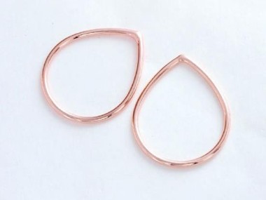 2 of 925 Sterling Silver Rose Gold Vermeil Style Pear Links, Connectors Pear Links, Connectors 15.5x19 mm. Polish Finished