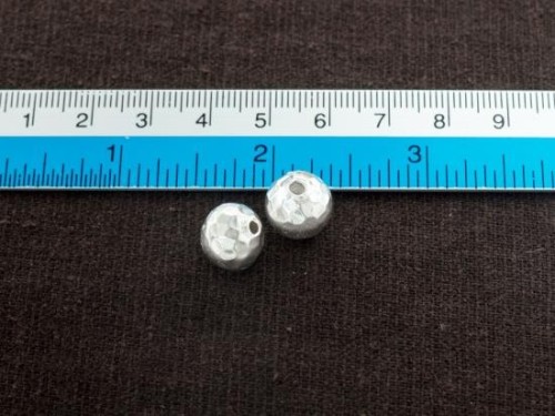 4 of Karen Hill Tribe Silver Hammered Round Beads 10 mm.