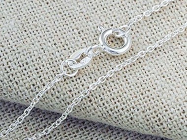 925 Sterling Silver Fine Cable Chain Necklace , 1x1.5 mm.