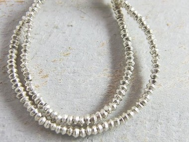 Karen Hill Tribe Silver Little Bicone Beads 3x1.5 mm.