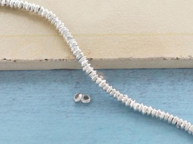 Karen Hill Tribe Silver Little Bicone Beads 3x1.5 mm.