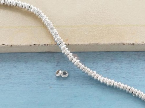 100 of Karen Hill Tribe Silver Little Bicone Beads 3x1.5 mm. 6.5 "/strand .