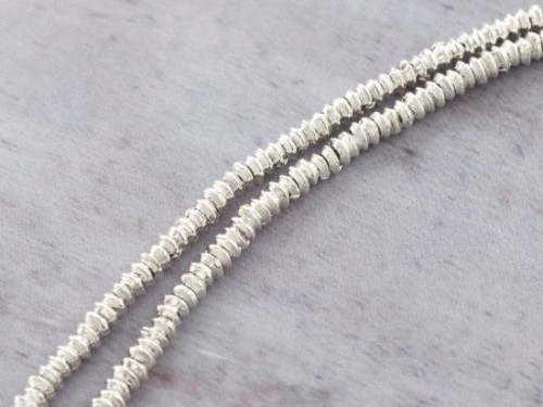 100 of Karen Hill Tribe Silver Little Bicone Beads 3x1.5 mm. 6.5 "/strand .