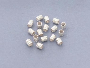 Karen Hill Tribe Silver Hammered Tubular Beads 3.5 mm.