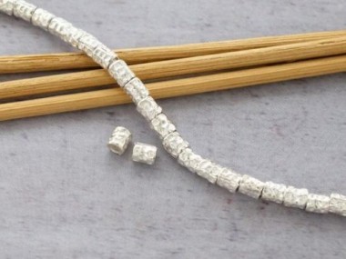 Karen Hill Tribe Silver Hammered Tubular Beads 3.5 mm.