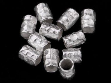 Karen Hill Tribe Silver Hammered Tubular Beads 4x5.5mm.