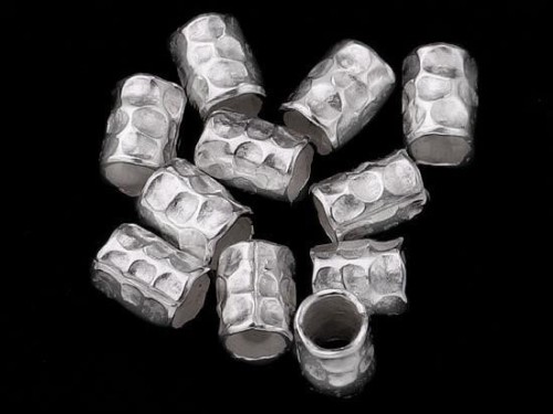 20 of Karen Hill Tribe Silver Hammered Tubular Beads 4x5.5mm.