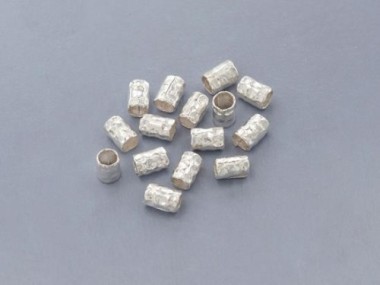 Karen Hill Tribe Silver Hammered Tubular Beads 4x5.5mm.