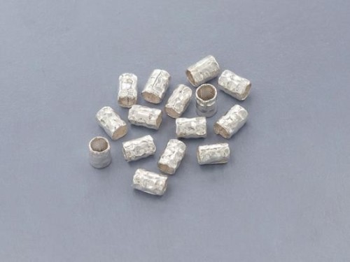 20 of Karen Hill Tribe Silver Hammered Tubular Beads 4x5.5mm.