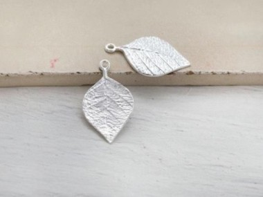 925 Sterling Silver Leaf Charms 13x20mm.