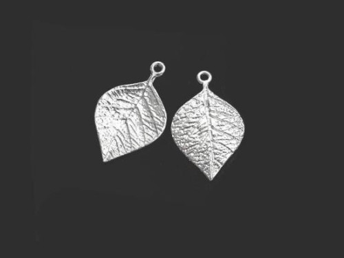 2 of 925 Sterling Silver Leaf Charms 13x20mm.