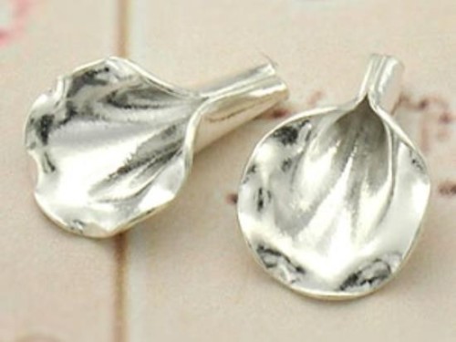 4 of Karen Hill Tribe Silver Flower Bead Caps 10x15.5 mm.