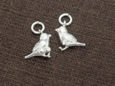 925 Sterling Silver Bird Charms 4.8x13mm.