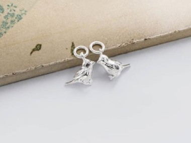 925 Sterling Silver Bird Charms 4.8x13mm.