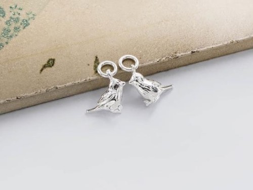 2 of 925 Sterling Silver Bird Charms 4.8x13mm.